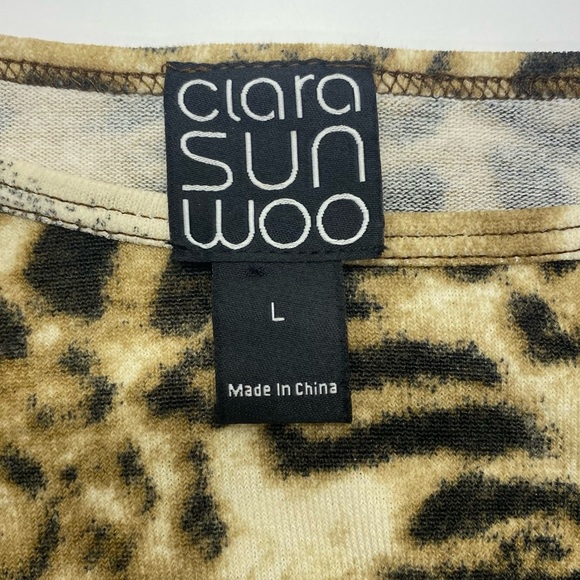 CLARA SUNWOO Animal Print Tunic in Brown and Cream dropped shoulder W LG - Picture 3 of 13